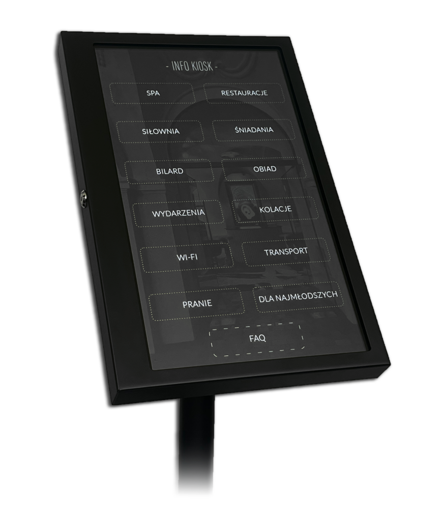 dotykowy infokiosk dla hoteli, interaktywny interfejs horeca | self check in