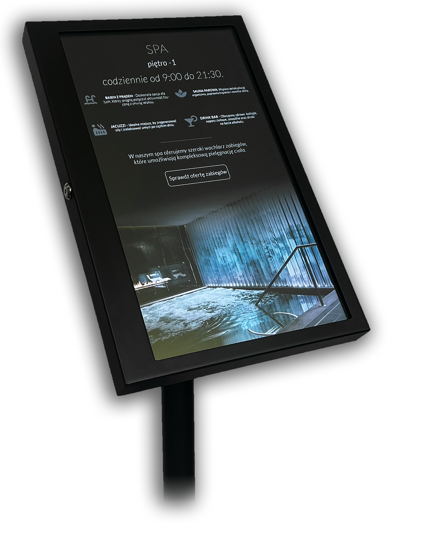 dotykowy infokiosk dla hoteli, interaktywny interfejs horeca | self check in | system rezerwacji spa