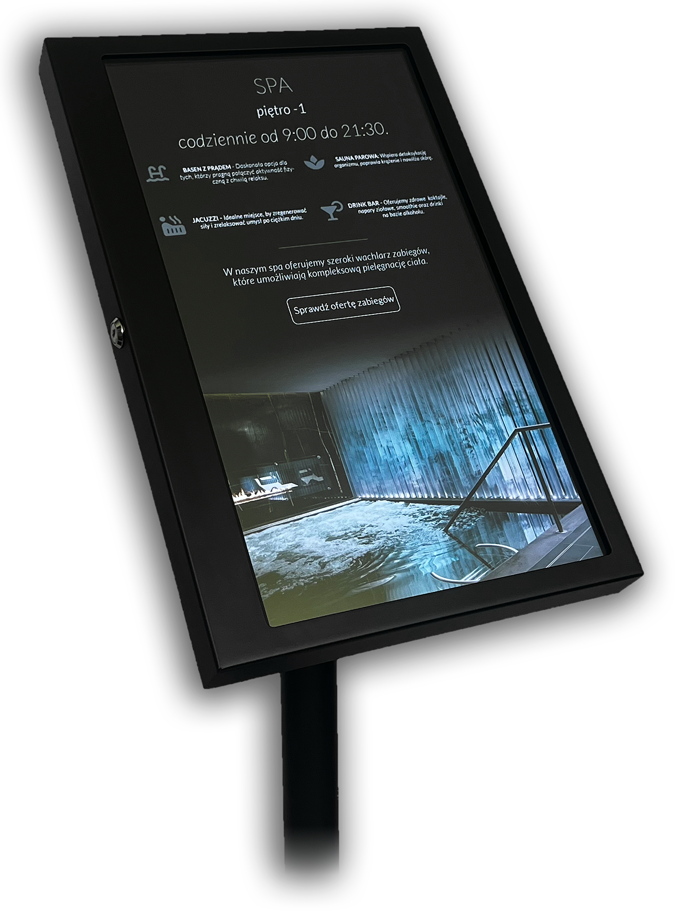 dotykowy infokiosk dla hoteli, interaktywny interfejs horeca | self check in | system rezerwacji spa